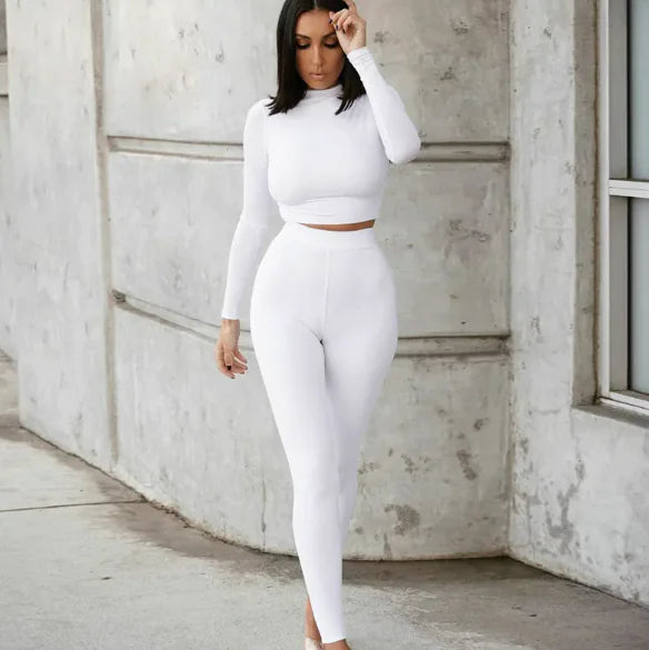 Women's Two-Piece Solid Autumn Overalls Set